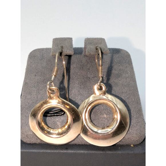 Vintage Taxco 925 Sterling Silver  Dangle Open Circle Earrings 9.08g - Picture 1 of 6
